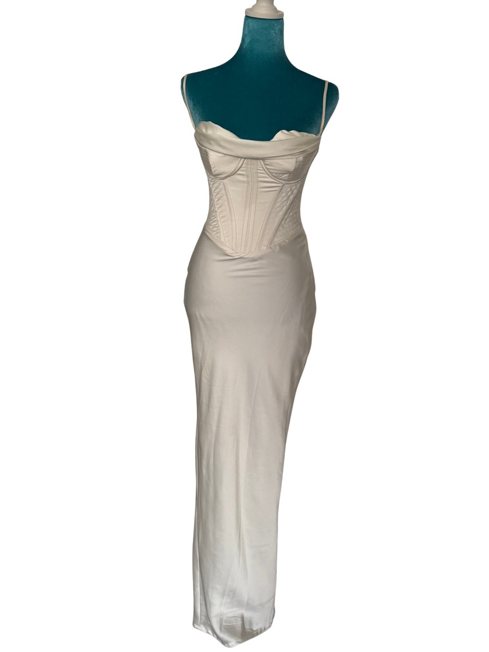 House of CB Charmaine Ivory Strapless Corset Maxi Dress